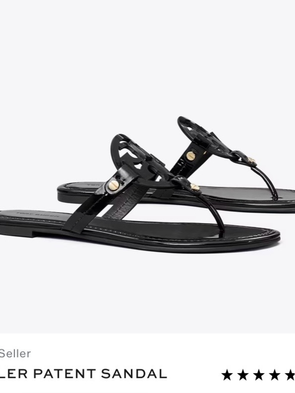 Tory Burch Patent Miller Thong Sandal - Black